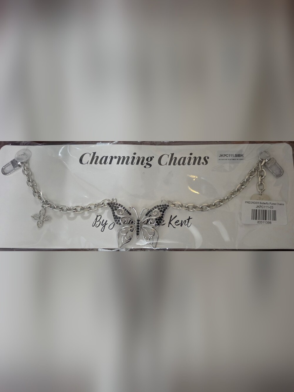 Charming Chains Silver Butterfly Purse Charm.